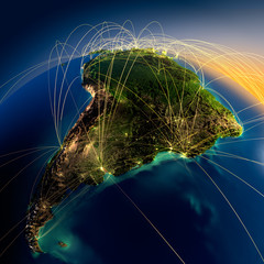 Main air routes in South America