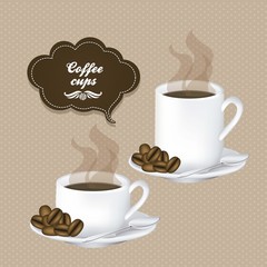 Cups of steaming coffee