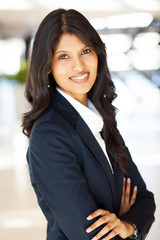 pretty indian businesswoman half length portrait