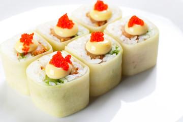 Japanese food bamboo rolls
