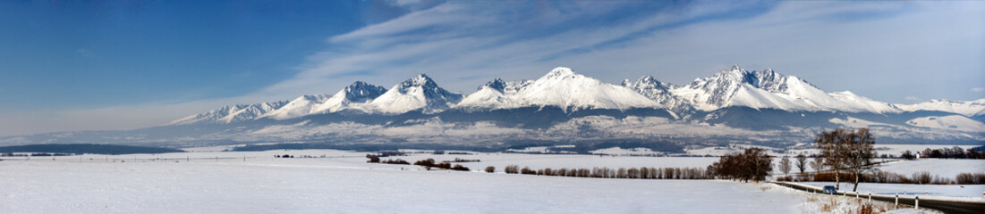Winter panorama of high tatry mountains