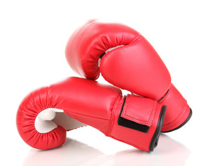 Red boxing gloves isolated on white