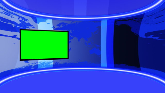 Virtual Studio looping animation with GreenScreen monitor