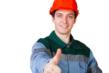Isolated picture of a young construction worker