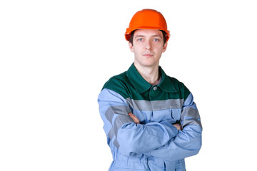 Isolated picture of a young construction worker