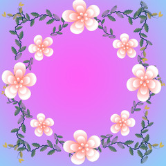 Flower of frame on color background