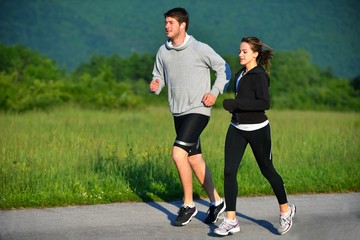 Young couple jogging