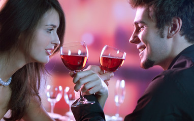 Couple on date at restaurant