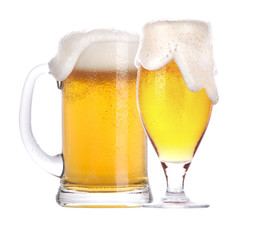 Frosty glass of beer isolated