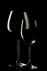 Red Wine Glass silhouette Black Background