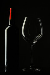 Red Wine Glass silhouette Black Background