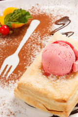 puff pastry with ice cream