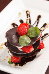 chocolate dessert with strawberry