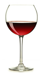 Glass of red wine isolated on white