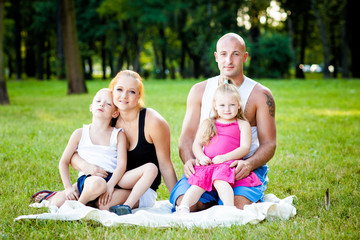 Happy family in a park