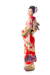 japanese kimono woman on white background