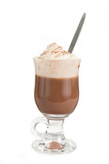 Hot chocolate with cream over white