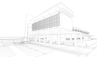 Wireframe of building