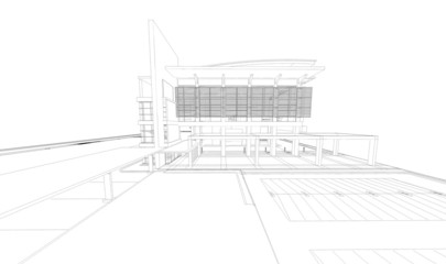 Wireframe of building