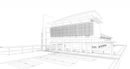 Wireframe of building