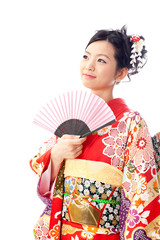 japanese kimono woman with traditional fan