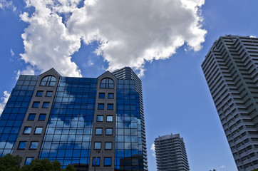 Fototapeta premium 高層ビル群と青空と雲