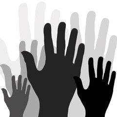 Large group of raising hands vector illustration 