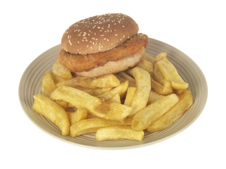 Chicken Burger and Chips