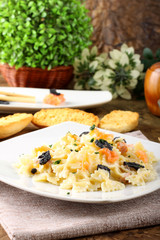 Pasta with smoked salmon and caviar