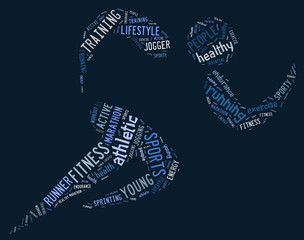 athletic running pictogram on blue background