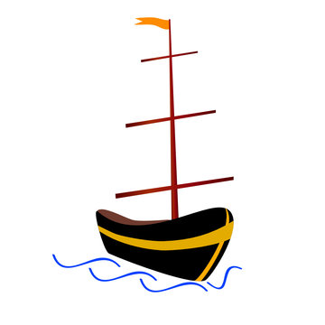 boat in color vector illustration