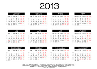 kalender 2013 mit feiertagen vektor - 44477880