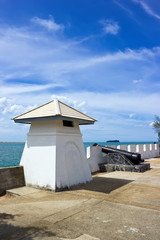Fort and big gun near lake in Songkhla