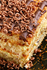 Piece of cake with chocolate
