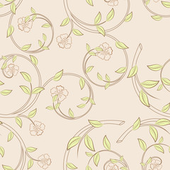 Branches with flowers seamless pattern.