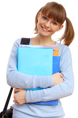 Happy student with books