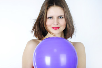 bright beautiful girl with air ball