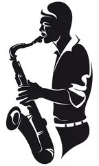 Cercles muraux Groupe de musique saxophoniste, silhouette