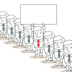 Geschäftsmann, Reihe, gleichförmig, Schild