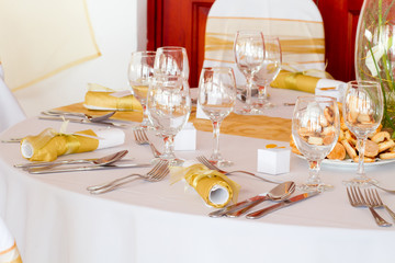 table set for a wedding dinner