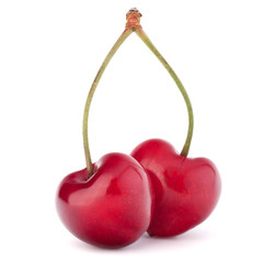 Two heart shaped cherry berries