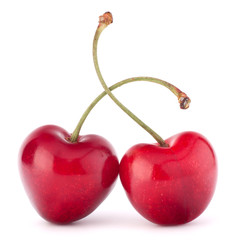 Two heart shaped cherry berries