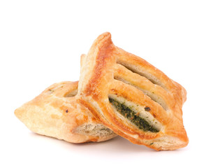 Puff pastry bun isolated on white background.