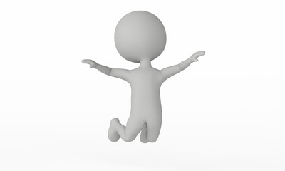 3d humanoid character happy jump