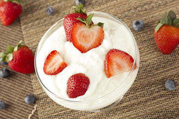 Fresh Organic Greek Yogurt with strawberries