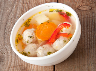 chicken soup with meatballs 