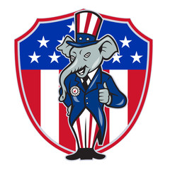 Republican Elephant Mascot Thumbs Up USA Flag