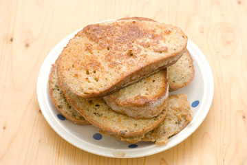fried bread with eggs