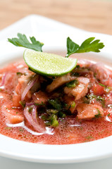 Ecuadorian food series: shrimp with fish ceviche