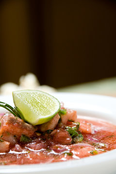 Ecuadorian food series: shrimp with fish ceviche